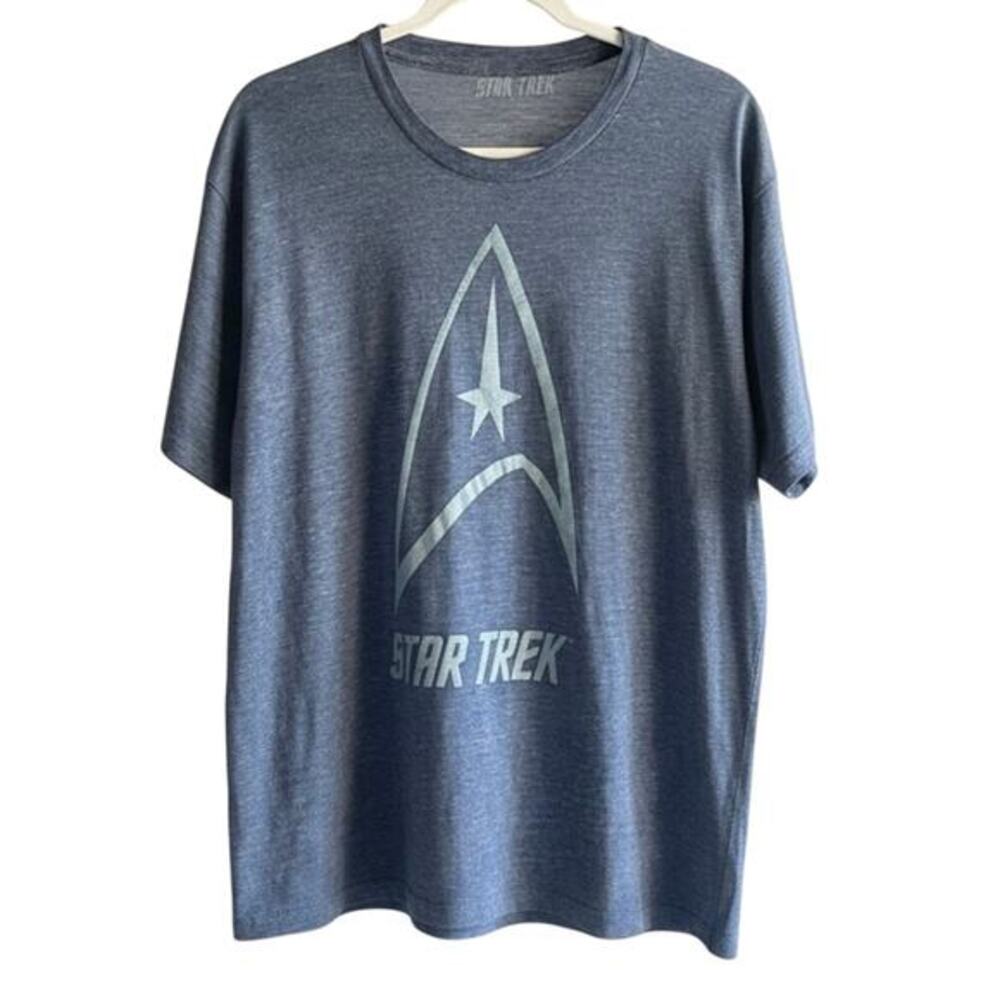 Star Trek Delta Shield Heather Blue thrashed Y2K tee read description SZ XL
